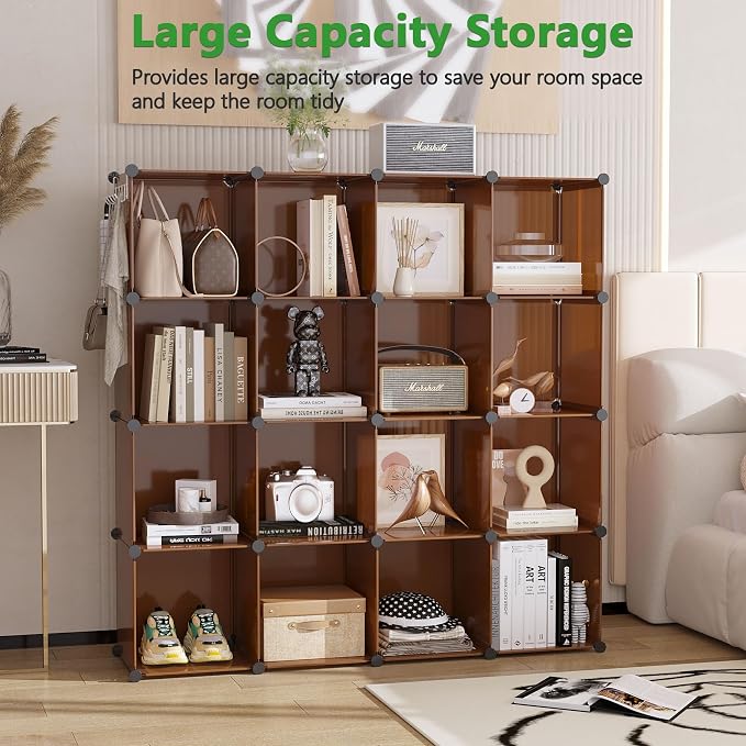 C&AHOME 16-Cube Storage Organizer, Plastic Shelves Units, DIY Closet Organizer - Image 2