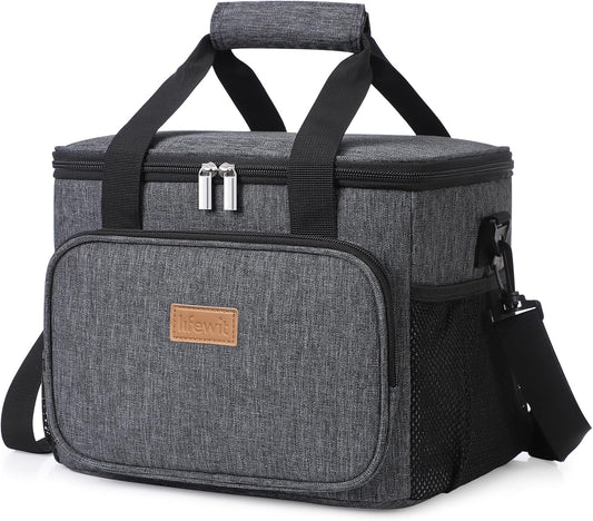Lifewit Large Lunch Bag Insulated Lunch Box Soft Cooler Cooling Tote for Adult Men Women, Dark Gray 24-Can (15L)