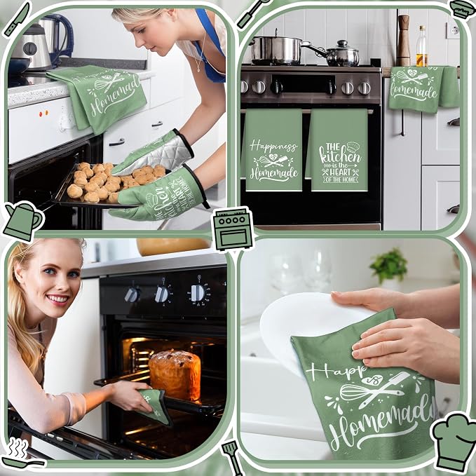 Sratte 6 Pcs Kitchen Decor Accessories Set Farmhouse Towels Pot Holders Oven - Image 5