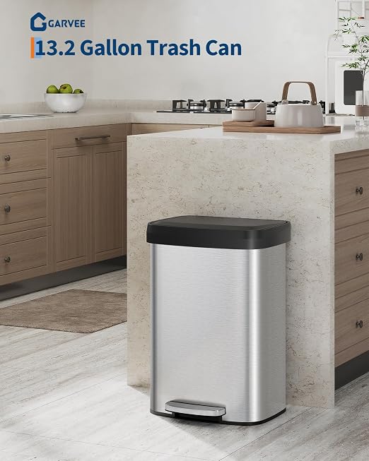 Garvee 13 gal / 50 L Stainless Steel Trash Can - Image 2