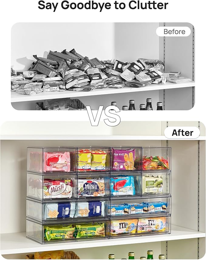 Vtopmart Clear Stackable Storage Drawers Set of 5, Plastic Organizer Bins - Image 4