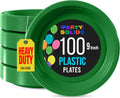 Exquisite Party Solids Emerald Green Plastic Plates For Party 9" Emerald Green Disposable Plates Heavy Duty Supplies 100 Pcs Plastic Dinnerware Sets Heavy Duty 350 GSM Disposable Dinnerware Set