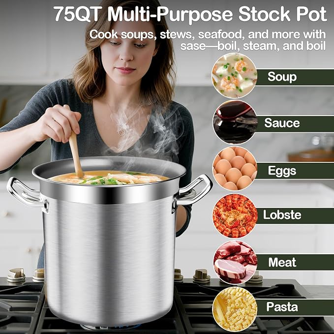 Large Stock Pot -75QT Stainless Steel Stockpot - Image 4