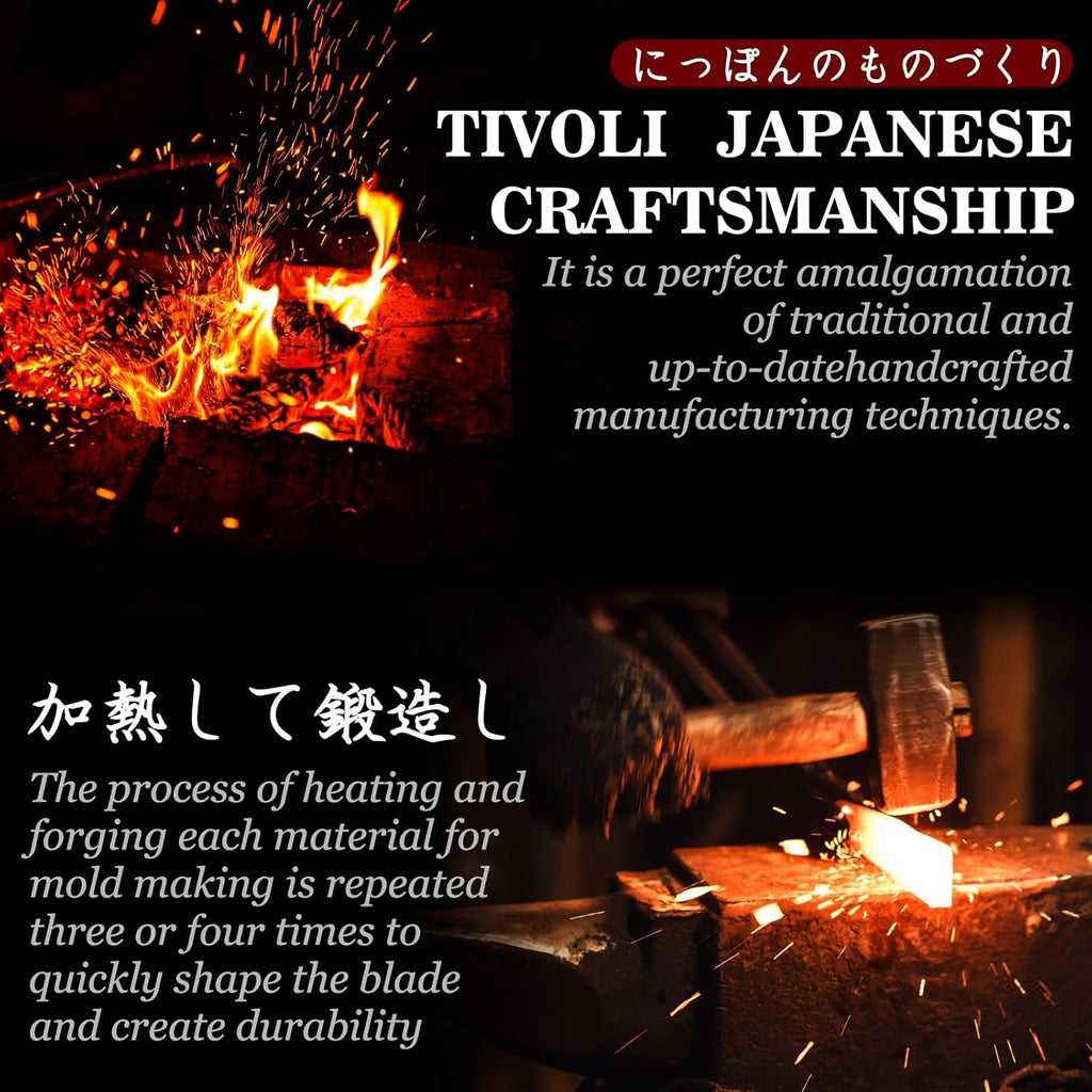 TIVOLI Ulu Knife with Sheath – Full Tang Rosewood Handle, Gift Box Included, Pizza Cutter & Viking Butcher Cleaver Knife for Meat and Herbs, Great for Outdoor Cooking and Unique Japanese Gifts for Men