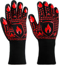 BBQ & Grill Gloves, Oven Gloves, 1472°F Silicone Oven Mitts Heat Resistant Grilling Gloves Fireproof Non-Slip for Barbecue Cooking Baking Smoking, 1-Pair Red（L）