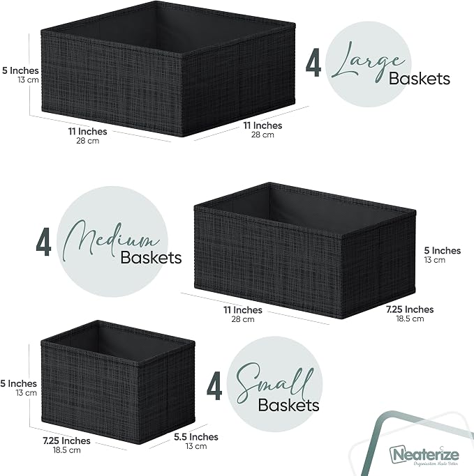 Drawer Organizer Clothes Set of 12 Black - Image 2