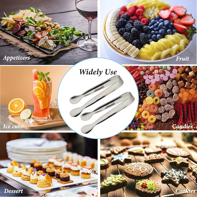 6PCS Ice Tongs Mini Sugar Tongs 4.25Inch Stainless Steel Kitchen Utensils Set - Image 7