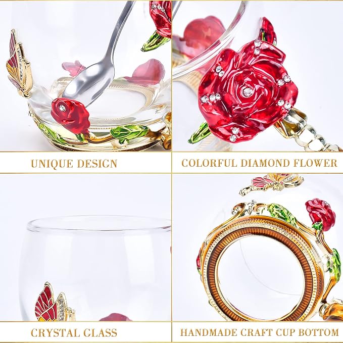 OEAGO Gifts for Mom Women Mothers Day Valentines Day Gifts Glass Coffee Enamels - Image 3