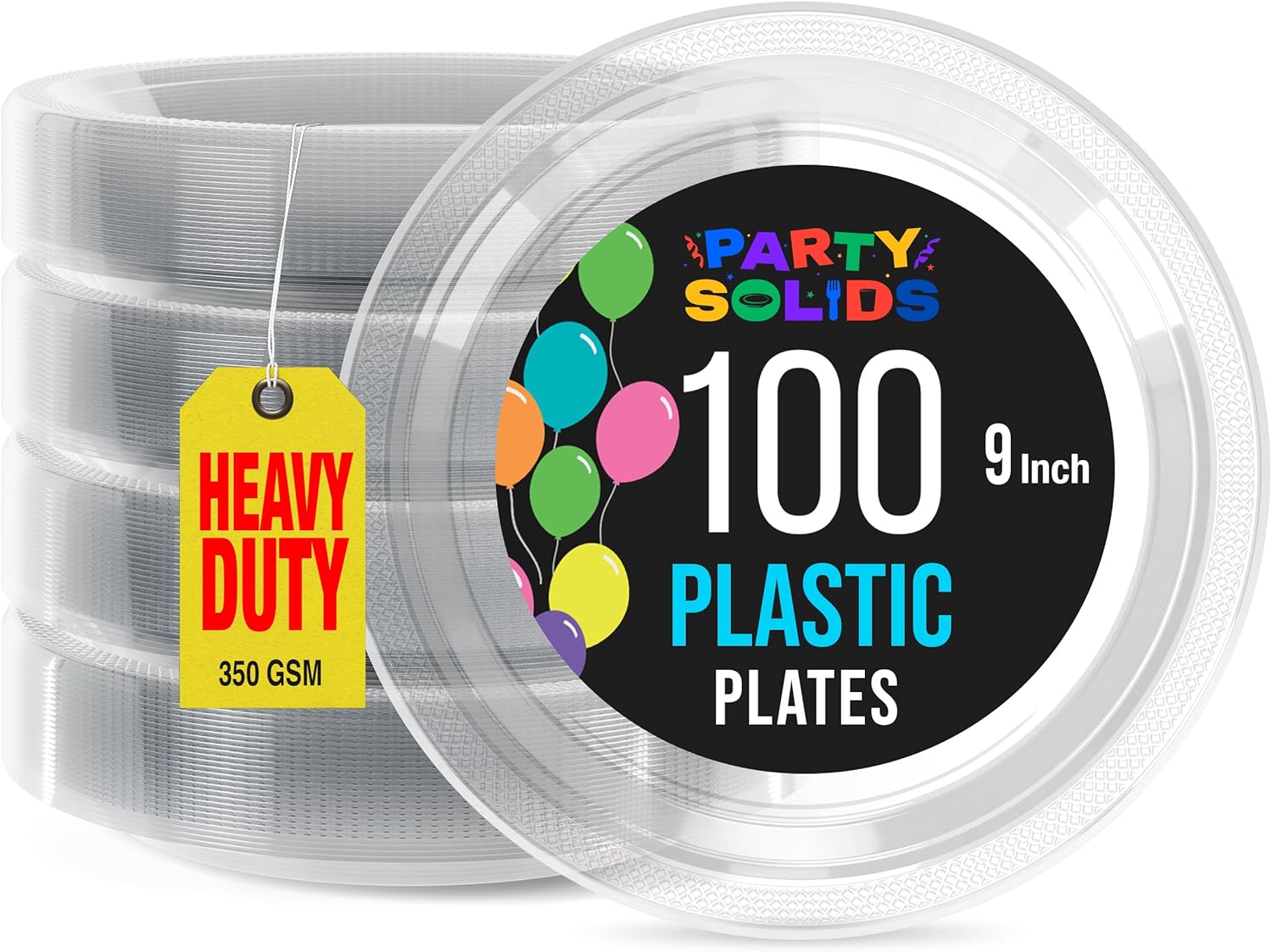 Exquisite Party Solids Clear Plastic Plates For Party 9" Clear Disposable Plates Heavy Duty Supplies 100 Pcs Plastic Dinnerware Sets Heavy Duty 350 GSM Disposable Dinnerware Set