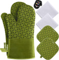 KEGOUU Oven Mitts and Pot Holders 6pcs Set, Kitchen Oven Glove High Heat by KEGOUUOvenMitt