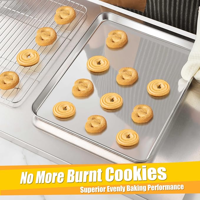 Homikit 1 Pack Baking Sheet, 16x12 Inch Stainless Steel Cookie Tray Set - Image 7