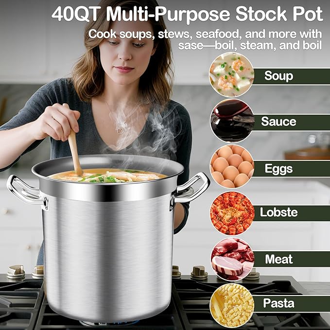 Stockpots-40QT Large Stock Pot Stainless Steel Stockpot - Image 2