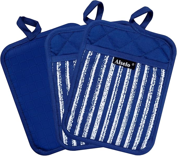 Alselo Silicone Pot Holders Set of 3 Heat Resistant & Non Slip Potholders - Image 8