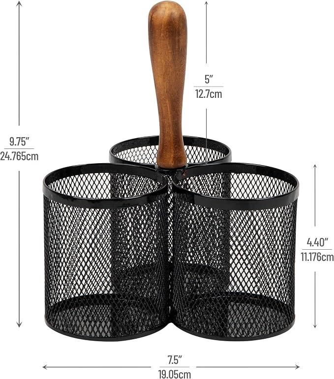Mind Reader Utensil Holder, Cutlery Holder, Metal Mesh, 7.5"L x 7.5"W x 9.75"H - Image 3