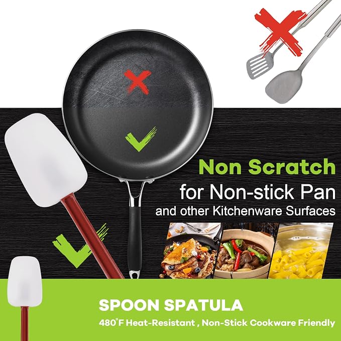 Silicone Rubber Spatula and Spoon Set of 3, High Heat Spatula, Commercial Size - Image 2