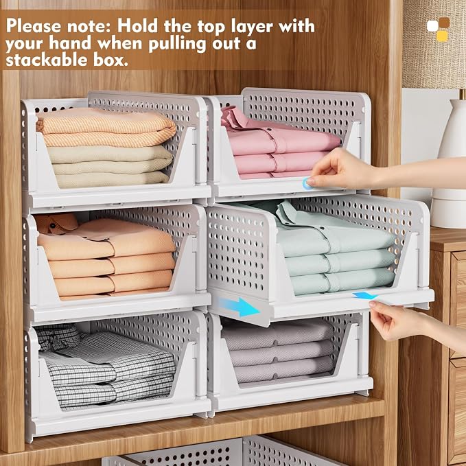 SNSLXH 8 Pack Stackable Closet Storage Bins, Space-Saving Wardrobe Organizer - Image 6