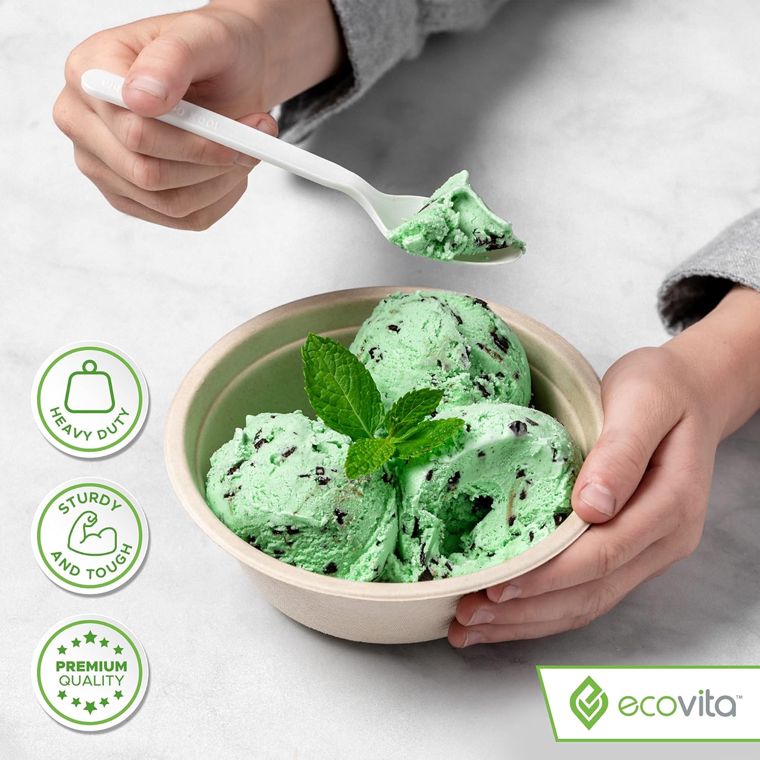 100% Compostable Paper Bowls [12 oz.] – 150 Disposable Bowls Eco Friendly Sturdy Tree Free Liquid and Heat Resistant Alternative to Plastic or Paper Bowls