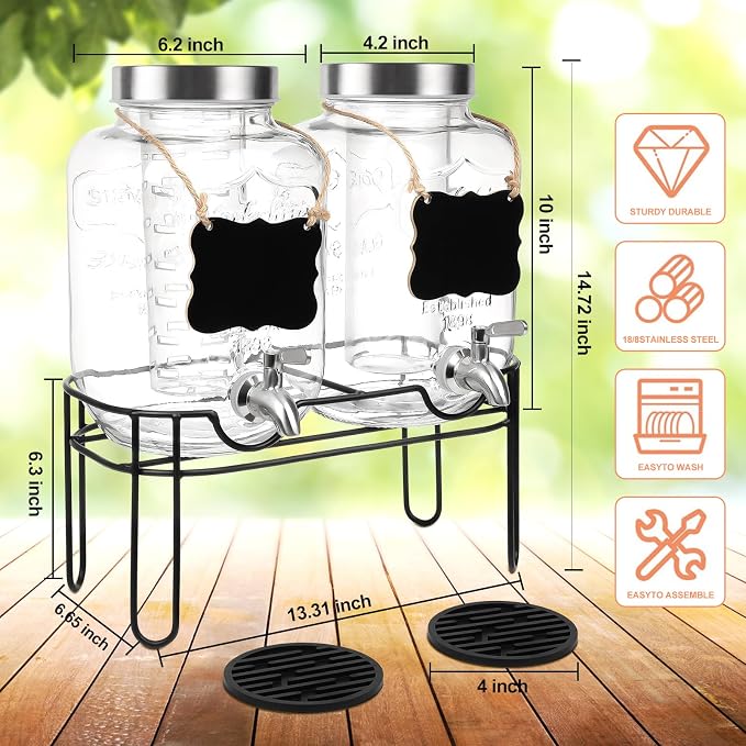 Drink Dispenser, 1 Gallon Beverage Dispenser - Image 2