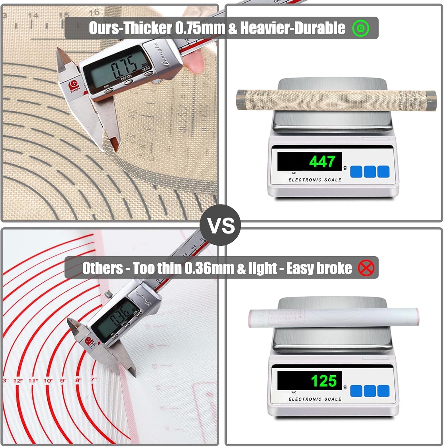 Silicone Pastry Mat 36''By 24'' Nonstick Baking Mats Extra Large Counter Mat for Dough Rolling, Pastry, Pie Crust, Fondant, Cookies, Bread, Pasta, Pizza Mat