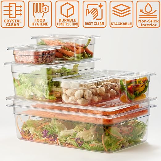 CURTA 6-Pack Full Size 4" Deep NSF Polycarbonate Food Pans | Dishwasher & - Image 6