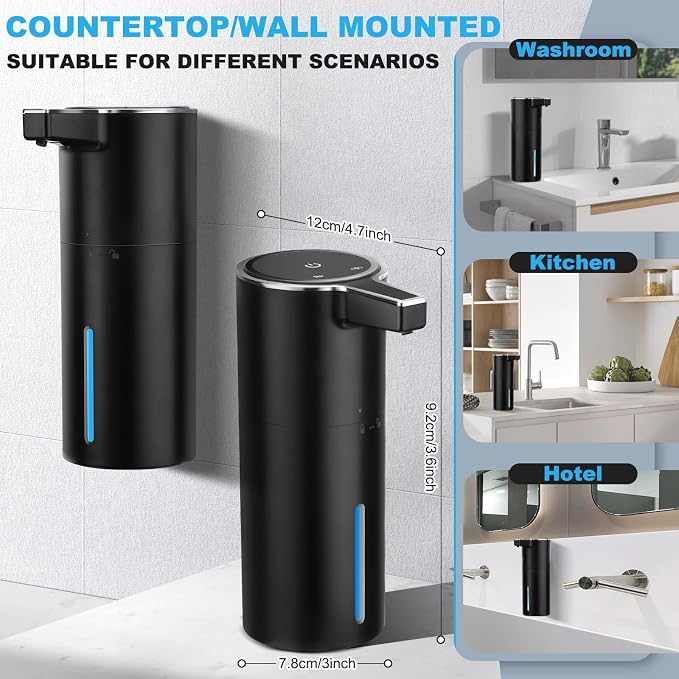 2 Pack Automatic Soap Dispenser: 13.52oz/400ml Wall Touchless Liquid - Image 6