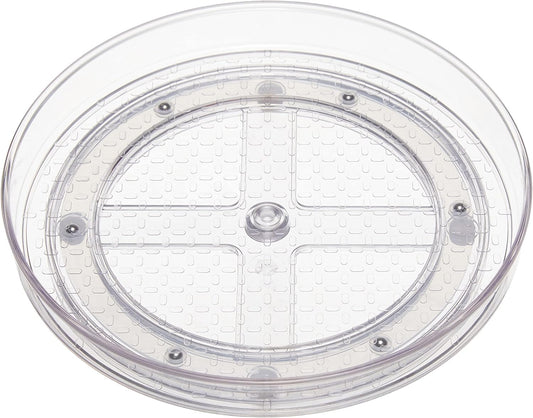 Amazon Basics 2 Tier Lazy Susan Turntable Organizer, 9" Diameter, 2-Pack, Clear