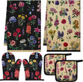 Bencailor 6 Pcs Vintage Wildflower Kitchen Towels Oven Mitts and Pot Holders by Bencailor