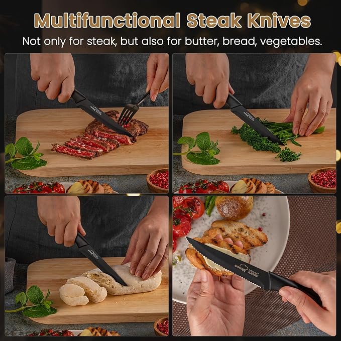 Amorston Steak Knives, Steak Knives Set of 8, Stainless Steel Steak Knife Set - Image 5