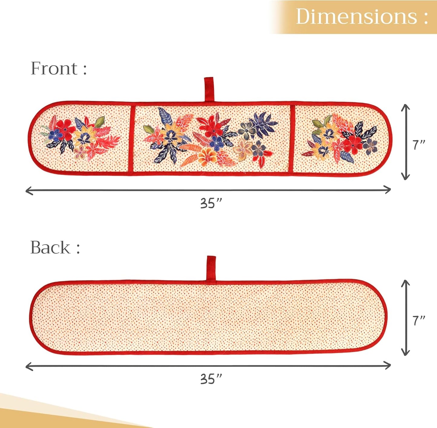 Maison d' Hermine Double Oven Mitts 100% Cotton 7"x35" Double Oven Mitt Heat Resistant BBQ Cooking Gloves with Loop, Baking, Grilling, Home, Kitchen, Handling Hot Pans (Kalahari)