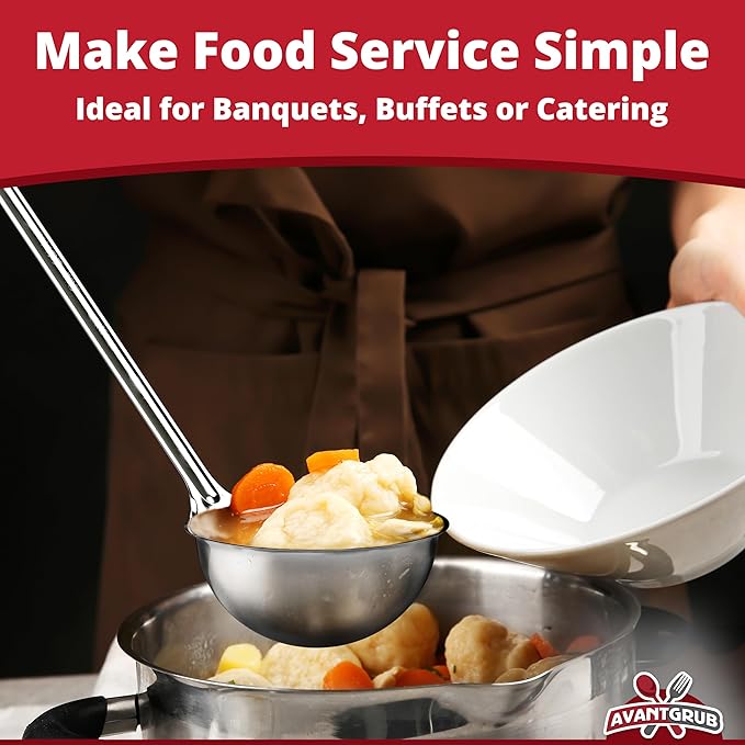 Super Sturdy, Ergonomic 2 Oz. Soup Ladle 5 Pk. Stainless Steel Ladles - Image 6
