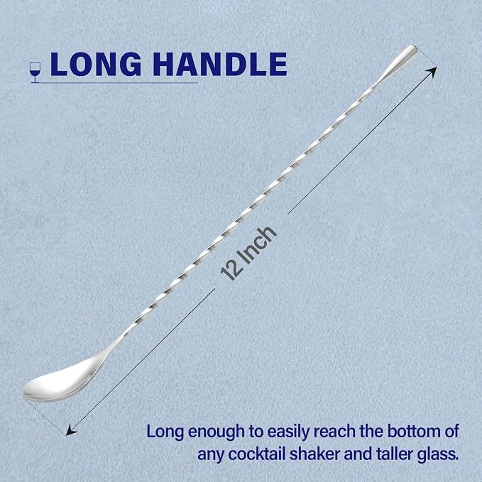 Briout 4 Pieces Bar Spoon, 12 Inches Long Handle Drink Stirrer - Image 2