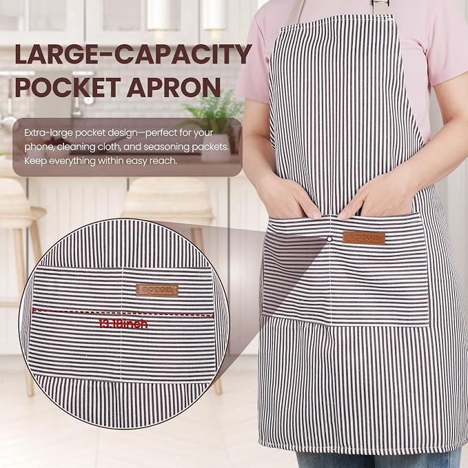 Serrenf 2 Pack Apron, Cooking Kitchen Aprons, Adjustable Bib Apron - Image 5