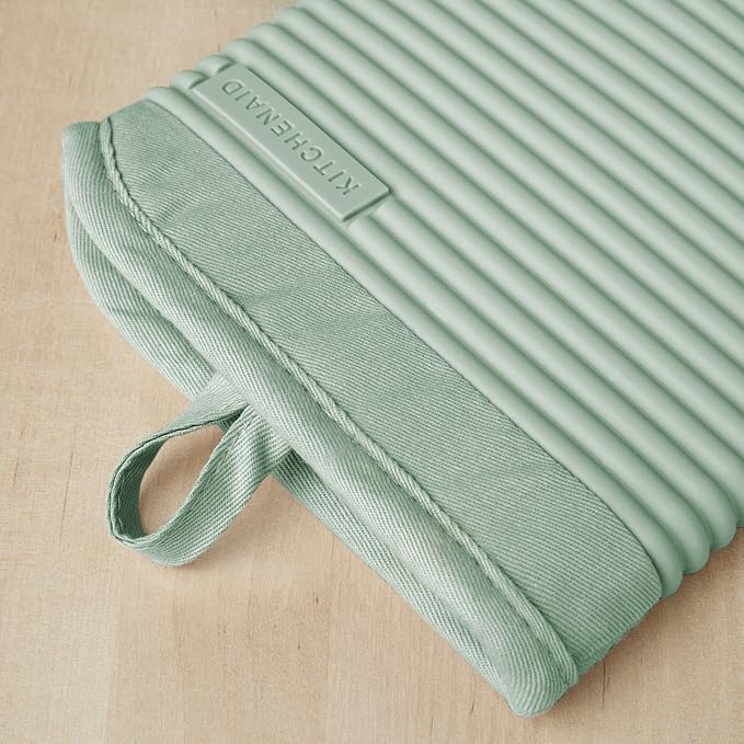 KITCHENAID Ribbed Soft Silicone Oven Mitt 2-Pack Set - Image 3