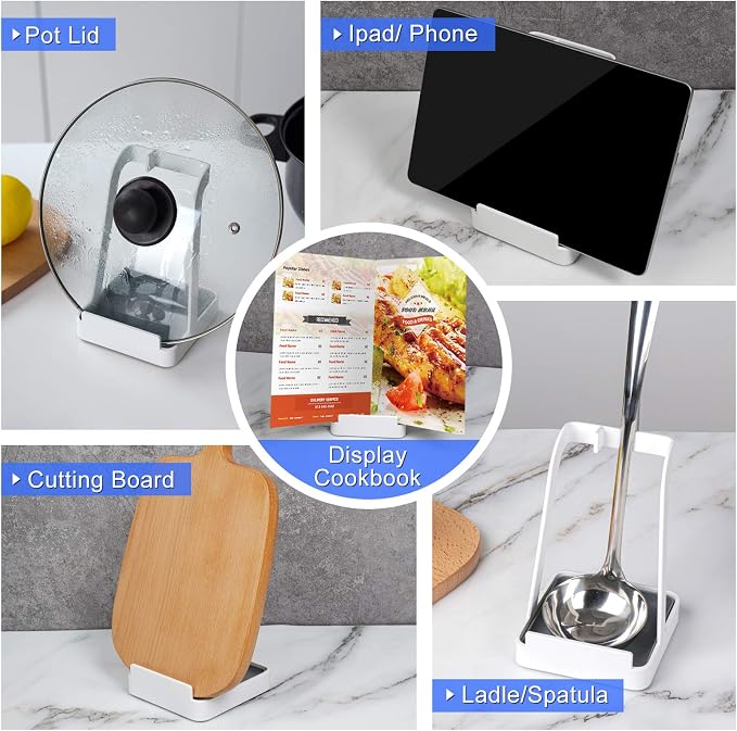 NiHome Versatile Pot Lid Ladle Holder Multipurpose Spatula Pad Book Cutting - Image 4