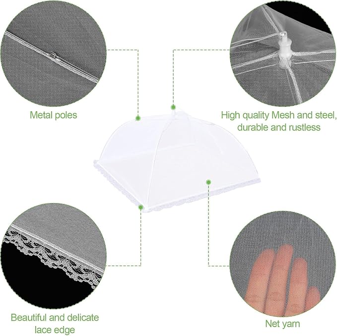 4 Pack Mesh Food Covers 14 inch, Large and Tall Food Covers, Pop-Up Mesh Food - Image 3