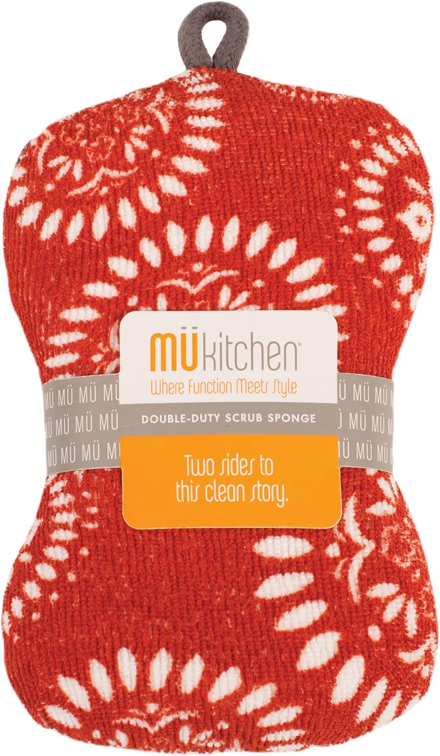 MÜkitchen Premuim Sponge for Dishes and Household Cleaning | Microfiber Print and Non-Scratch Scrub Pad | Set of 4 | (Medallion Red)