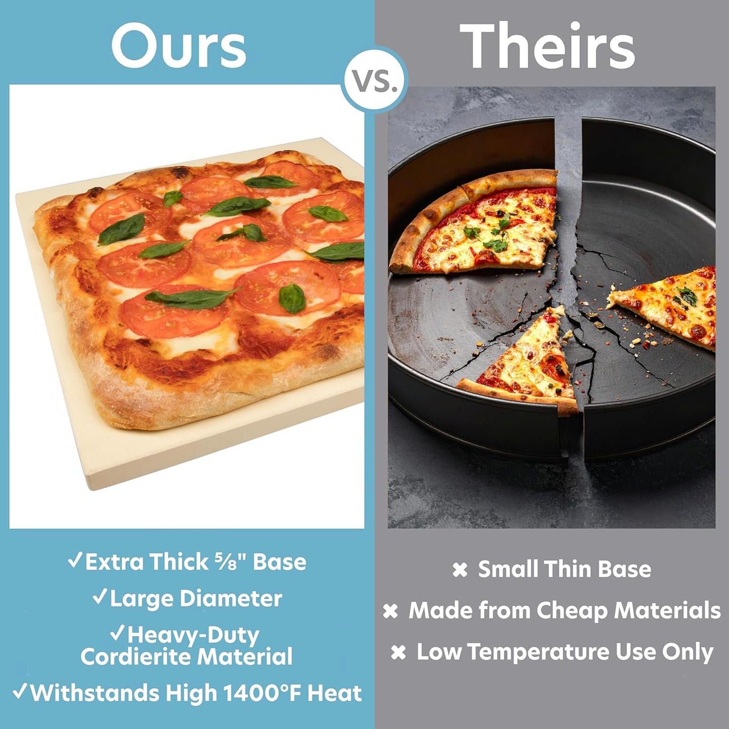 CucinaPro Pizza Stone for Oven, Grill, BBQ- Extra Thick 5/8" Cordierite Rectangular Baking Stone for Better Cooking- 16" x 14" Pan- Holds High Temp For Crispy Crust- Kitchen Essential Must Have Gift