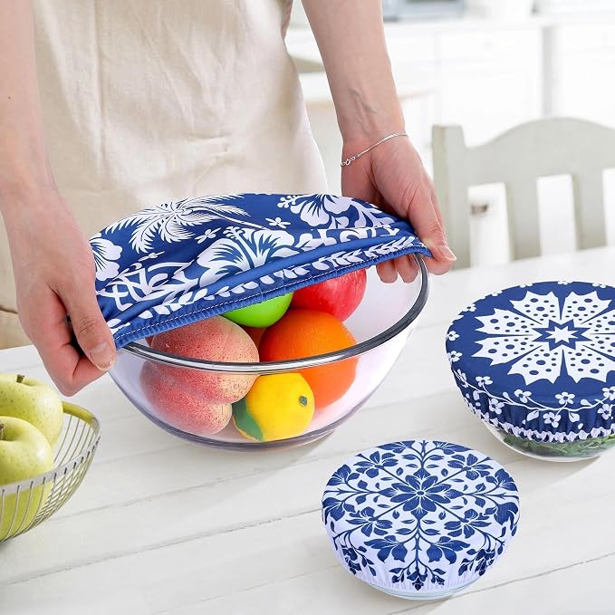 5 Pieces Bowl Covers Reusable, 5 Size Elastic Cloth Bowl Covers - Image 5