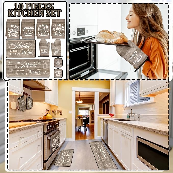 Fourluoo 10 Pcs Farmhouse Kitchen Decor and Accessories Set 4 Kitchen Towels 2 - Image 2