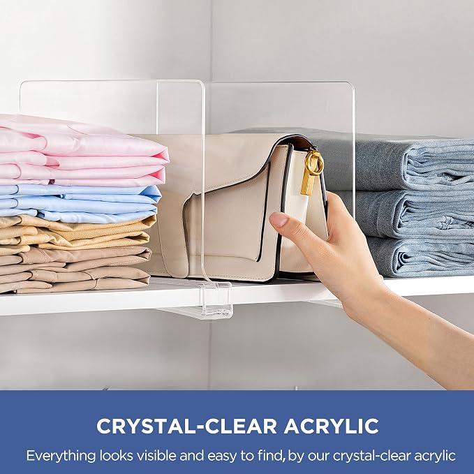 HBlife Clear 12 Inches Tall Acrylic Shelf Dividers - Image 3