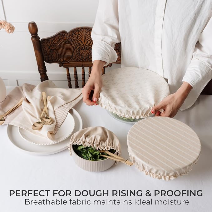 Beautiful Linen Cotton Blend Bowl Covers - Image 3