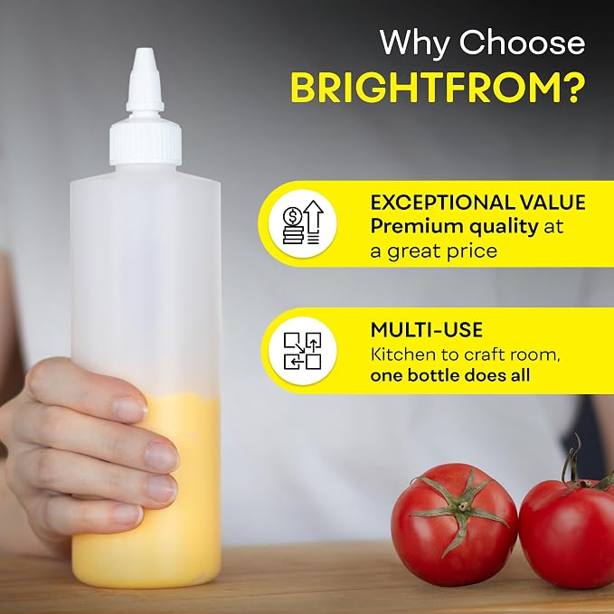 BRIGHTFROM Condiment Squeeze Bottles, 16 OZ Empty Squirt Bottle - Image 6