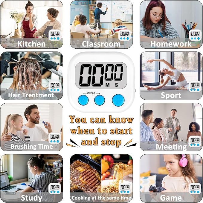 ZILLEEN 6 Pack Kitchen Timers for Cooking Digital Classroom Timers for Teachers - Image 5