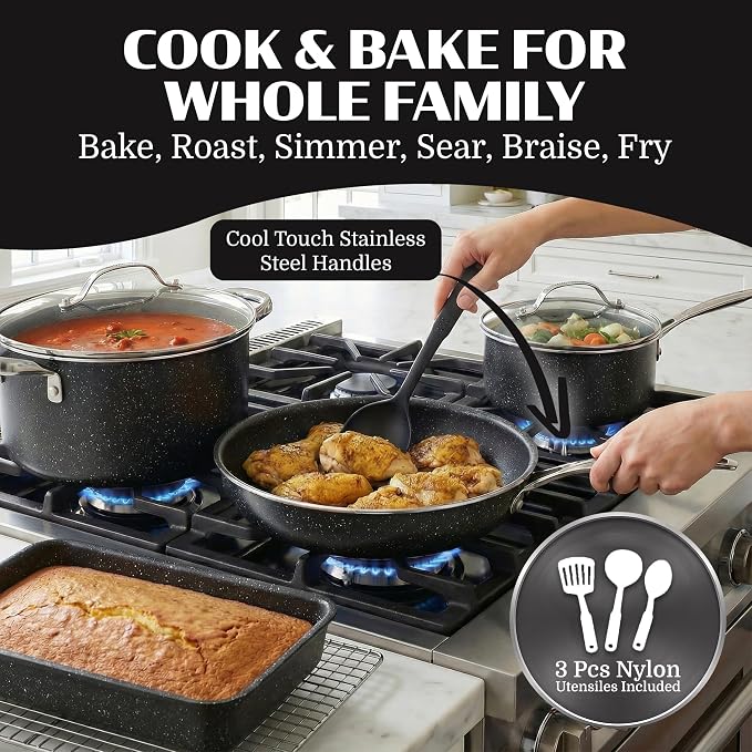 Granitestone Ceraluxe 20 Pc Ceramic Cookware Set Nonstick, Complete Pots and - Image 5