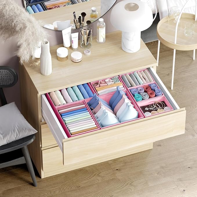 Drawer Organizer Clothes Set of 12 Pink - Image 5