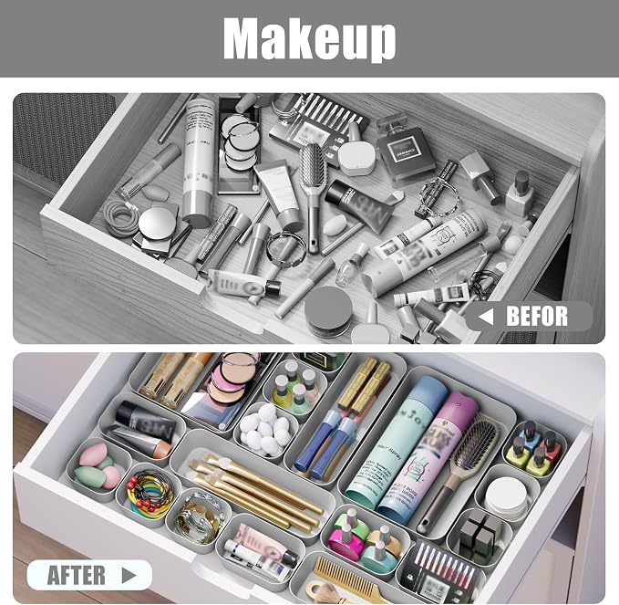 18 pcs Desk Drawer Organizer Tray, Stackable Organizer Containers - Image 8