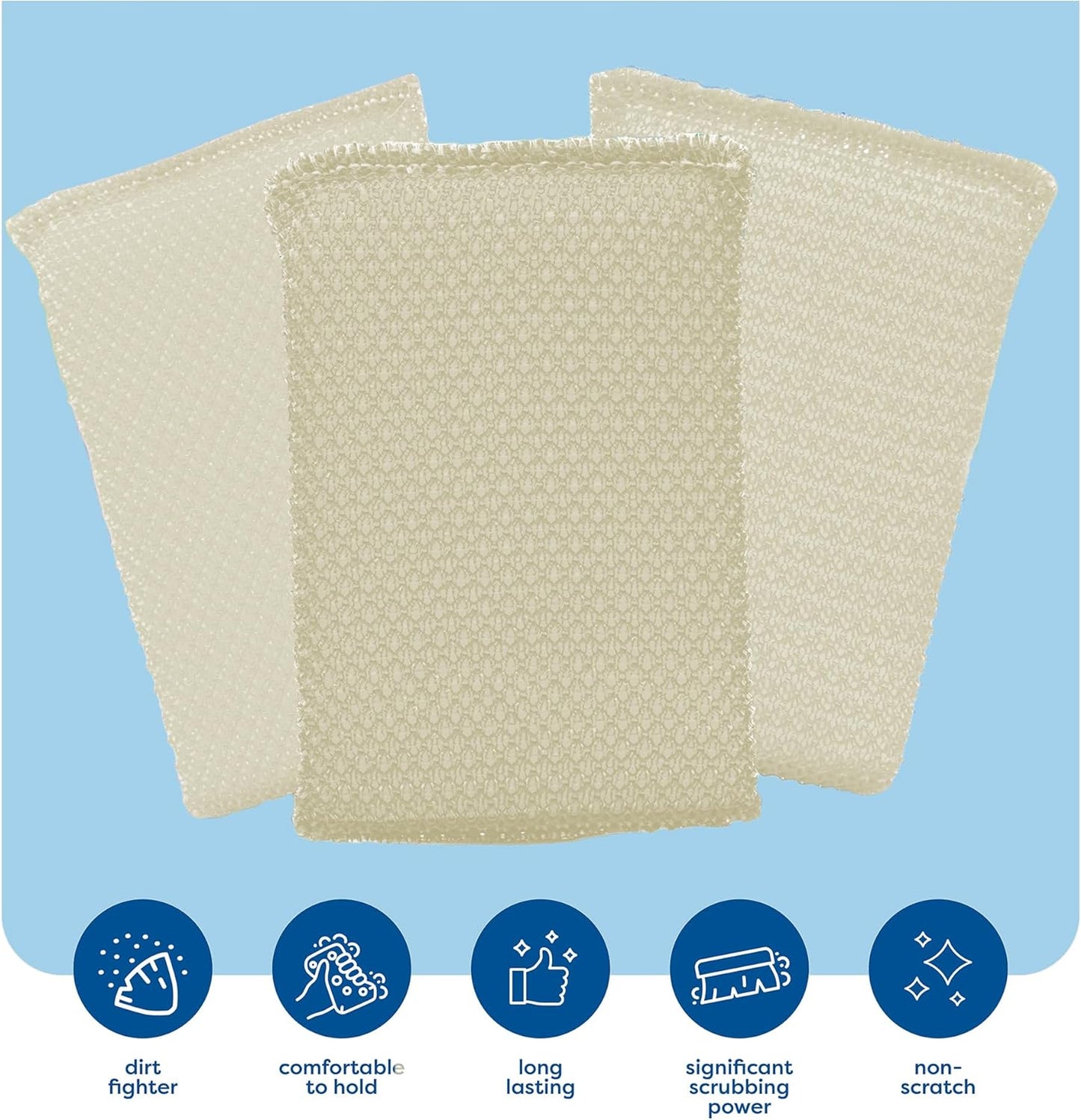 12 Pack Scrub Sponges Kitchen by SCRUBIT, Multi-Purpose Scouring Pads, Non-Scratch Cleaning Sponges for Dishes, Pots & Non-Stick Cookware - Long Lasting Dish Scrubbers for Kitchen, Bathroom & More