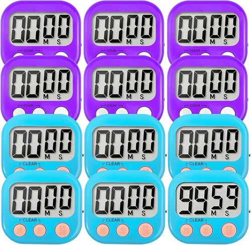 12 Pack Digital Kitchen Timer Small Classroom Timers by VOULOIR
