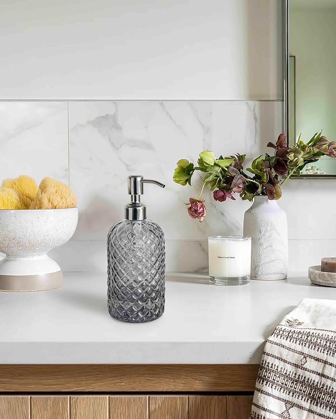 JASAI 18Oz Gray Glass Soap Dispenser - Image 3
