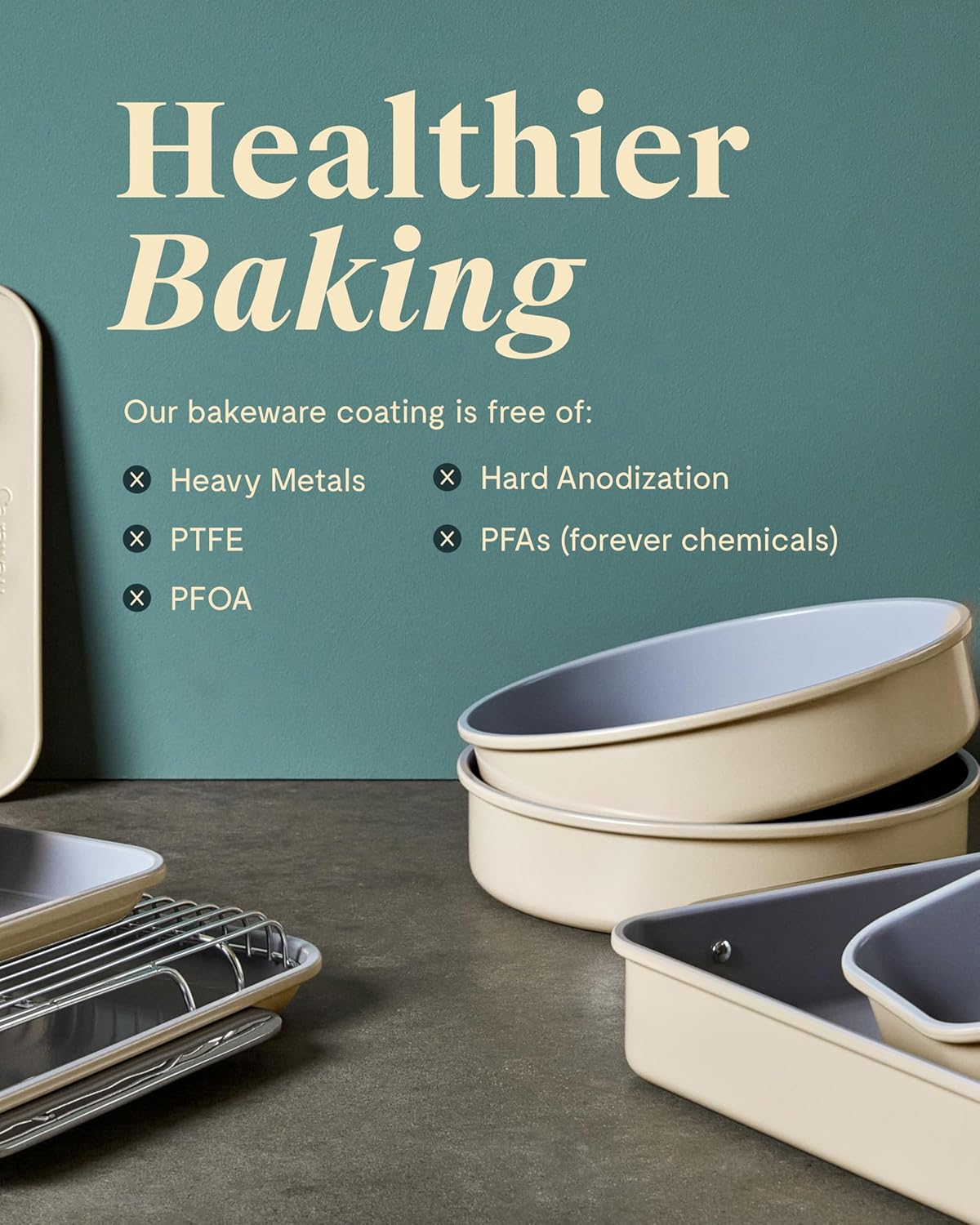 Caraway Non-Stick Ceramic 1 lb Loaf Pan Duo - Naturally Slick Ceramic Coating - Non-Toxic, PTFE & PFOA Free - Perfect for Pound Cakes, Breads, & More - Gray